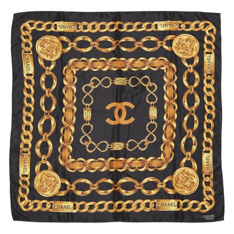 chanel scarf black and gold